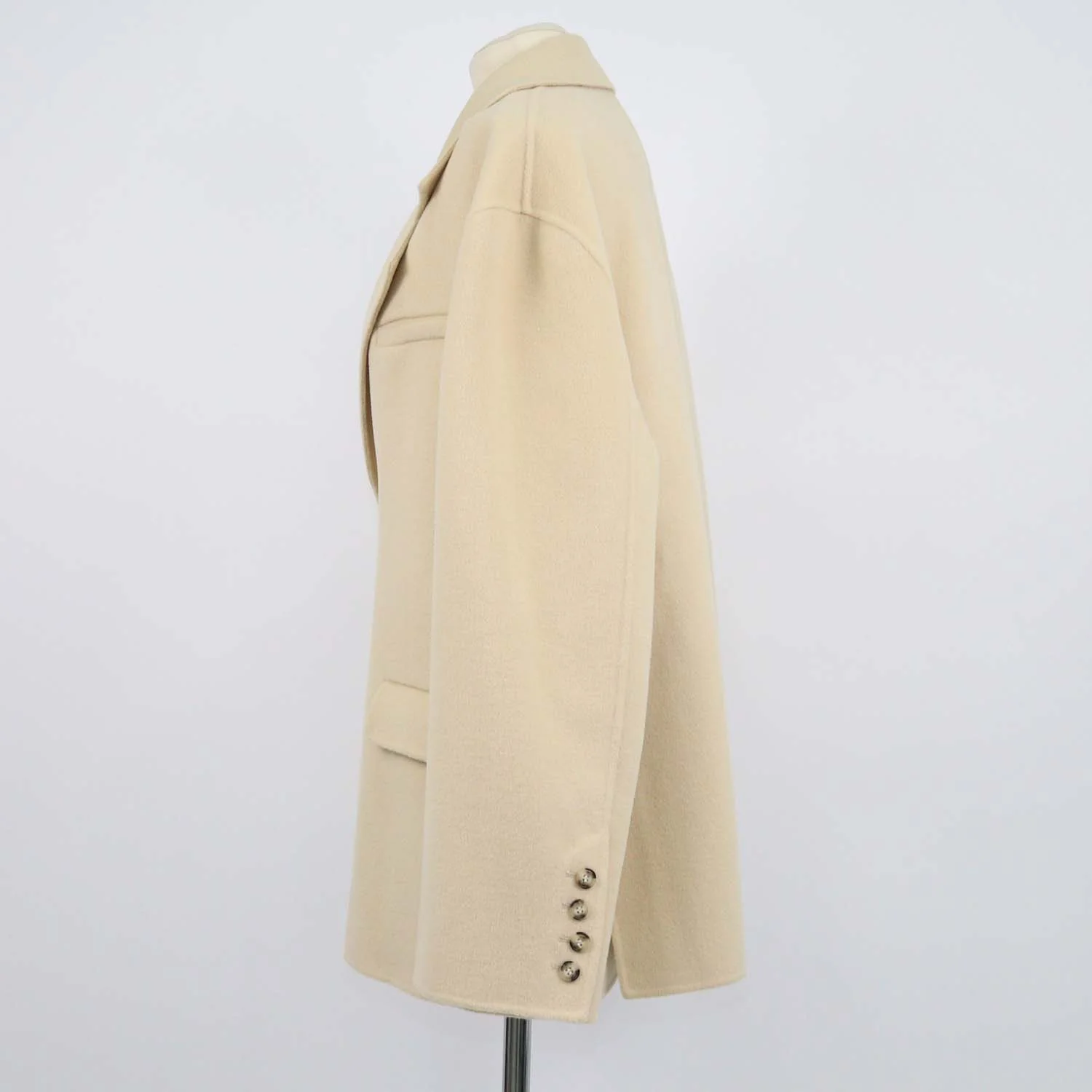 Nanushka Sea Cream Wool and Silk Boxy Oversized Blazer