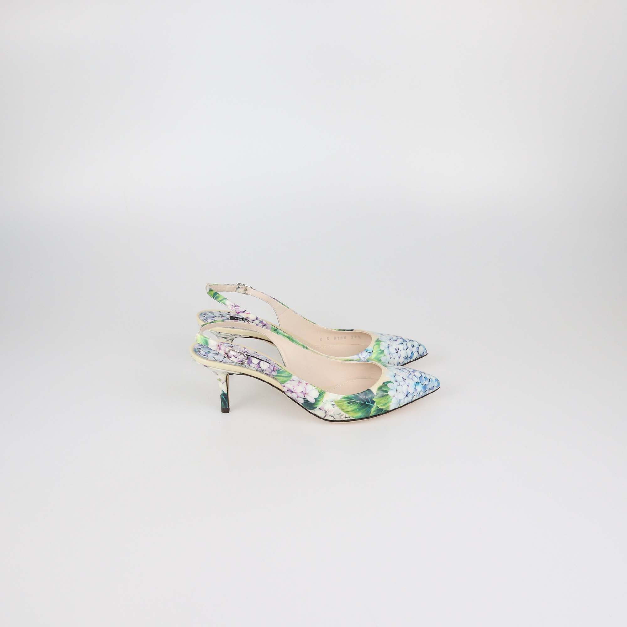 Dolce & Gabbana Multicolor Patent Leather Floral Print Slingback Pumps