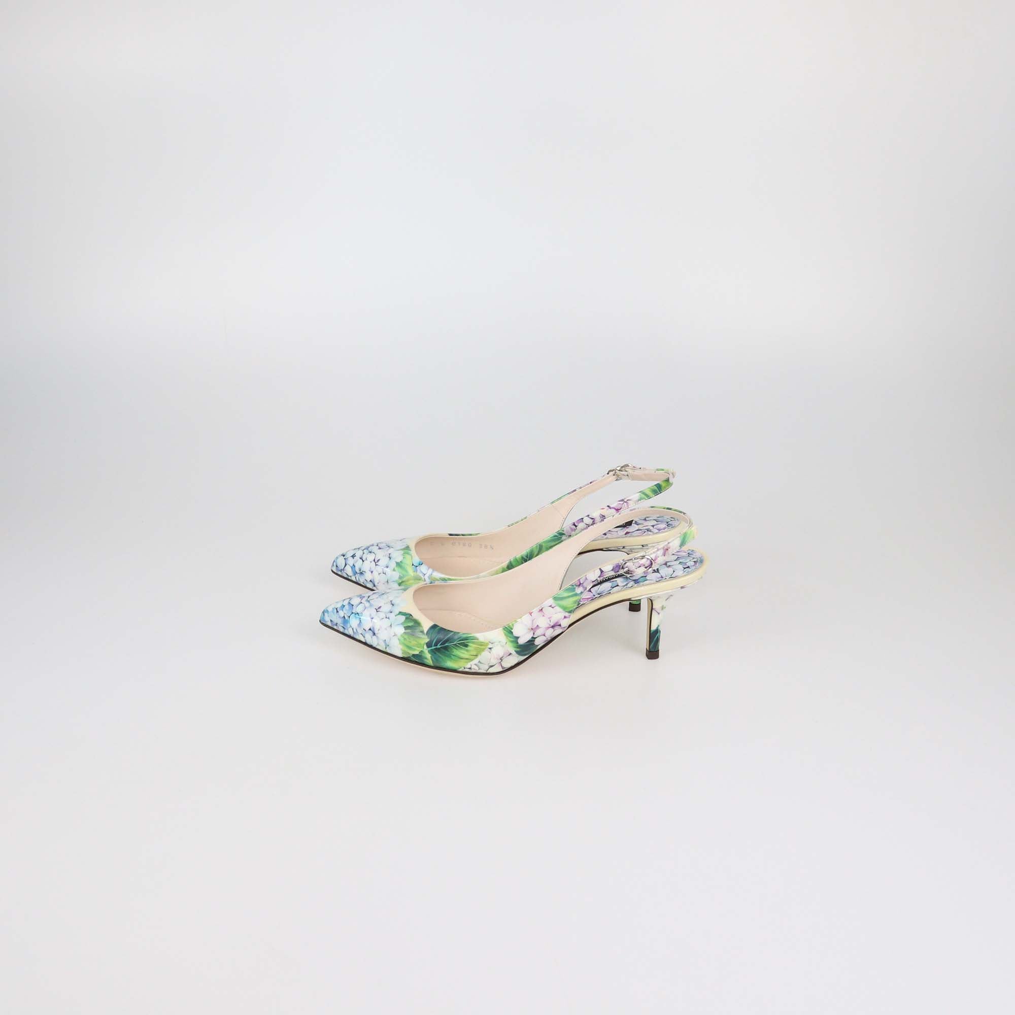 Dolce & Gabbana Multicolor Patent Leather Floral Print Slingback Pumps