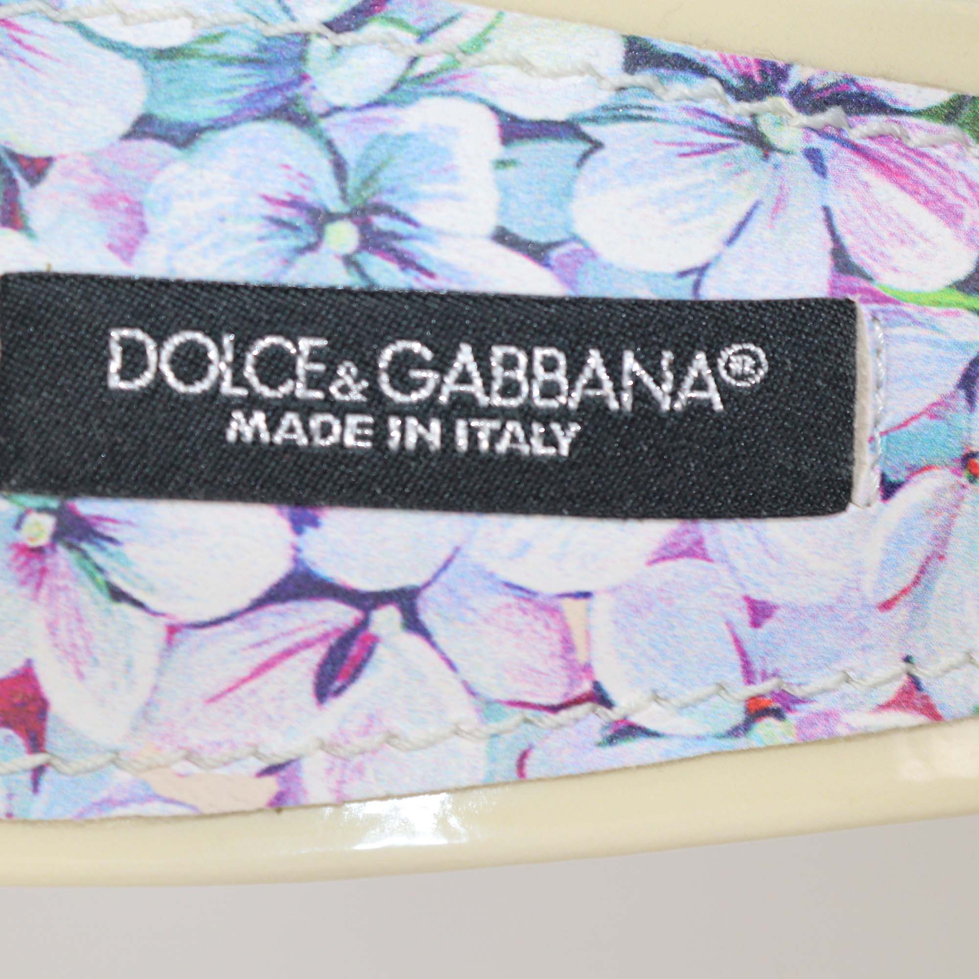 Dolce & Gabbana Multicolor Patent Leather Floral Print Slingback Pumps