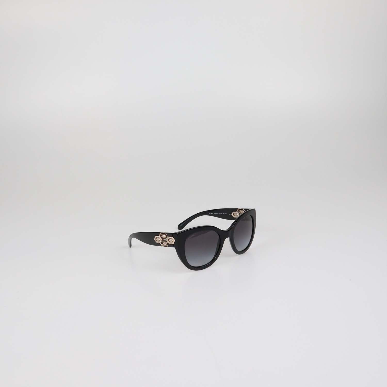Bvlgari Black Gradient Crystal Cat Eye Sunglasses