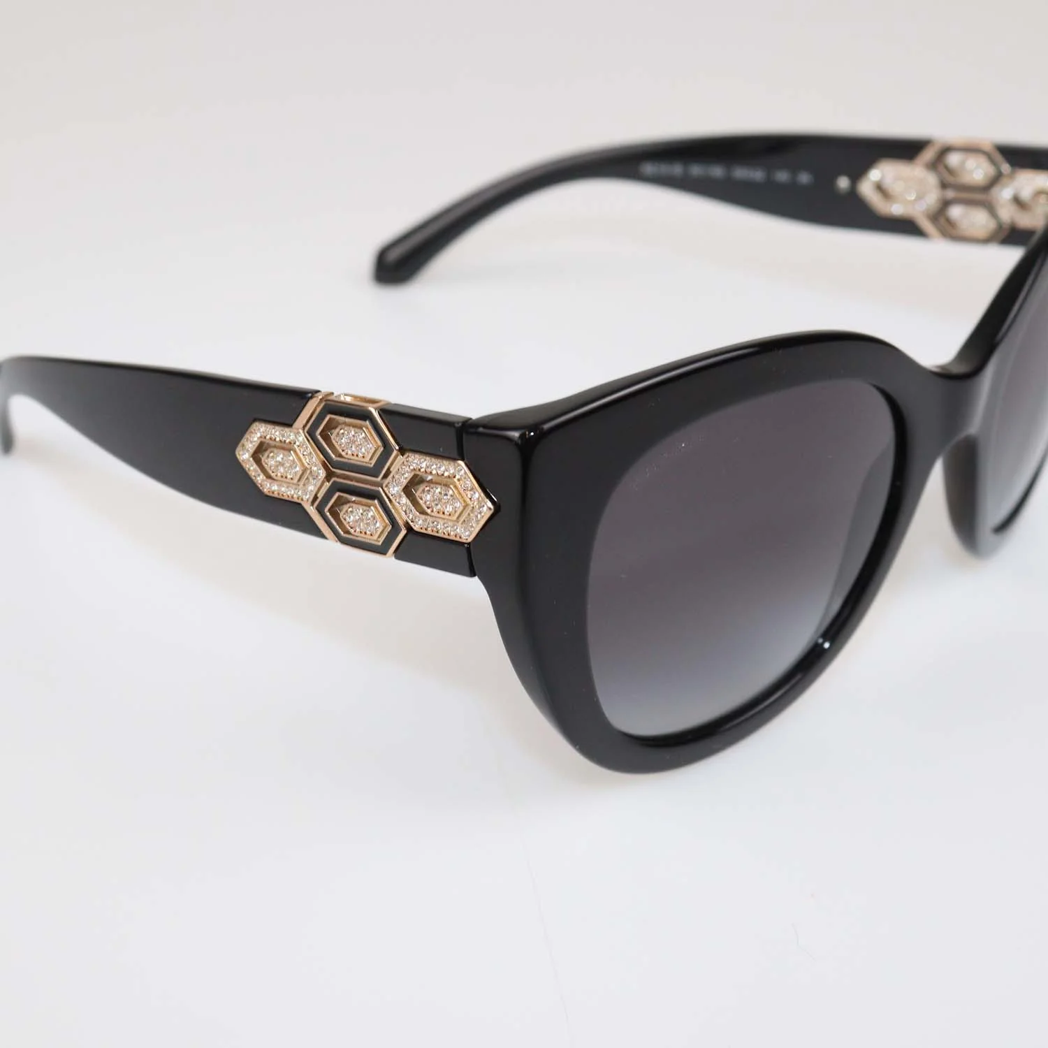 Bvlgari Black Gradient Crystal Cat Eye Sunglasses