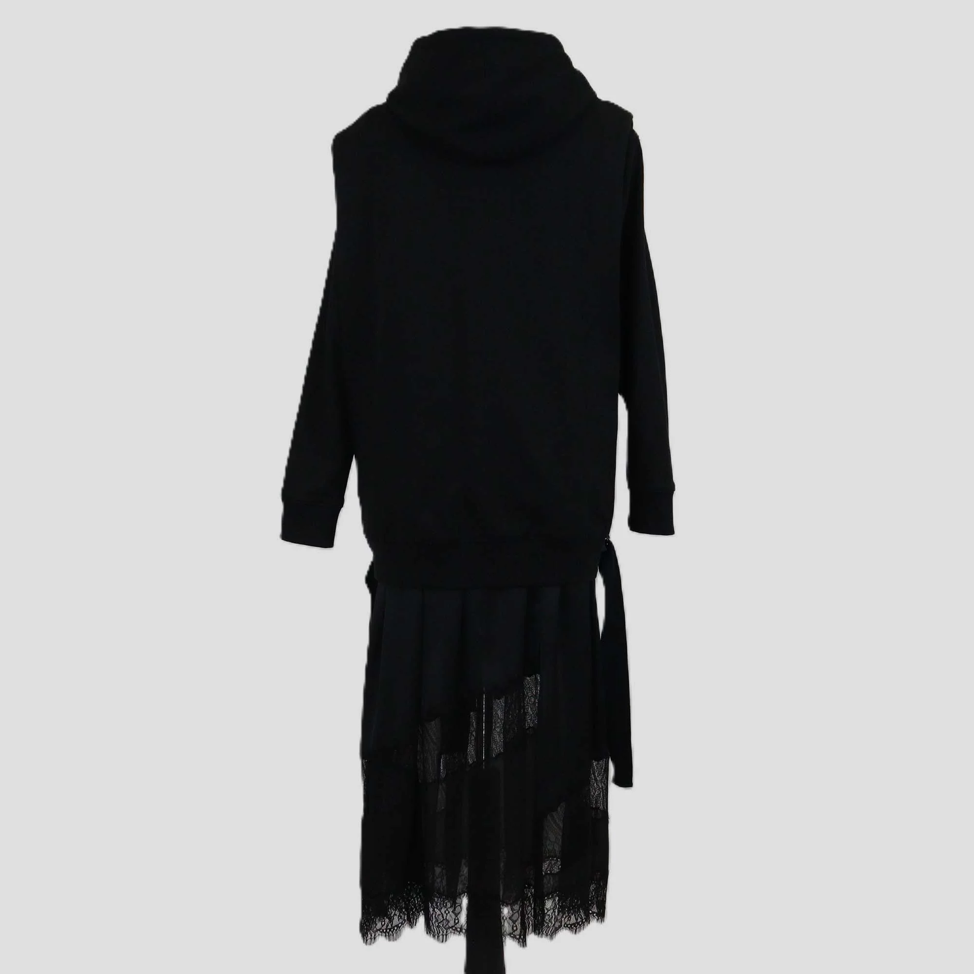 3.1 Phillip Lim Black Cotton Lace Skirt Hooded Midi Dress