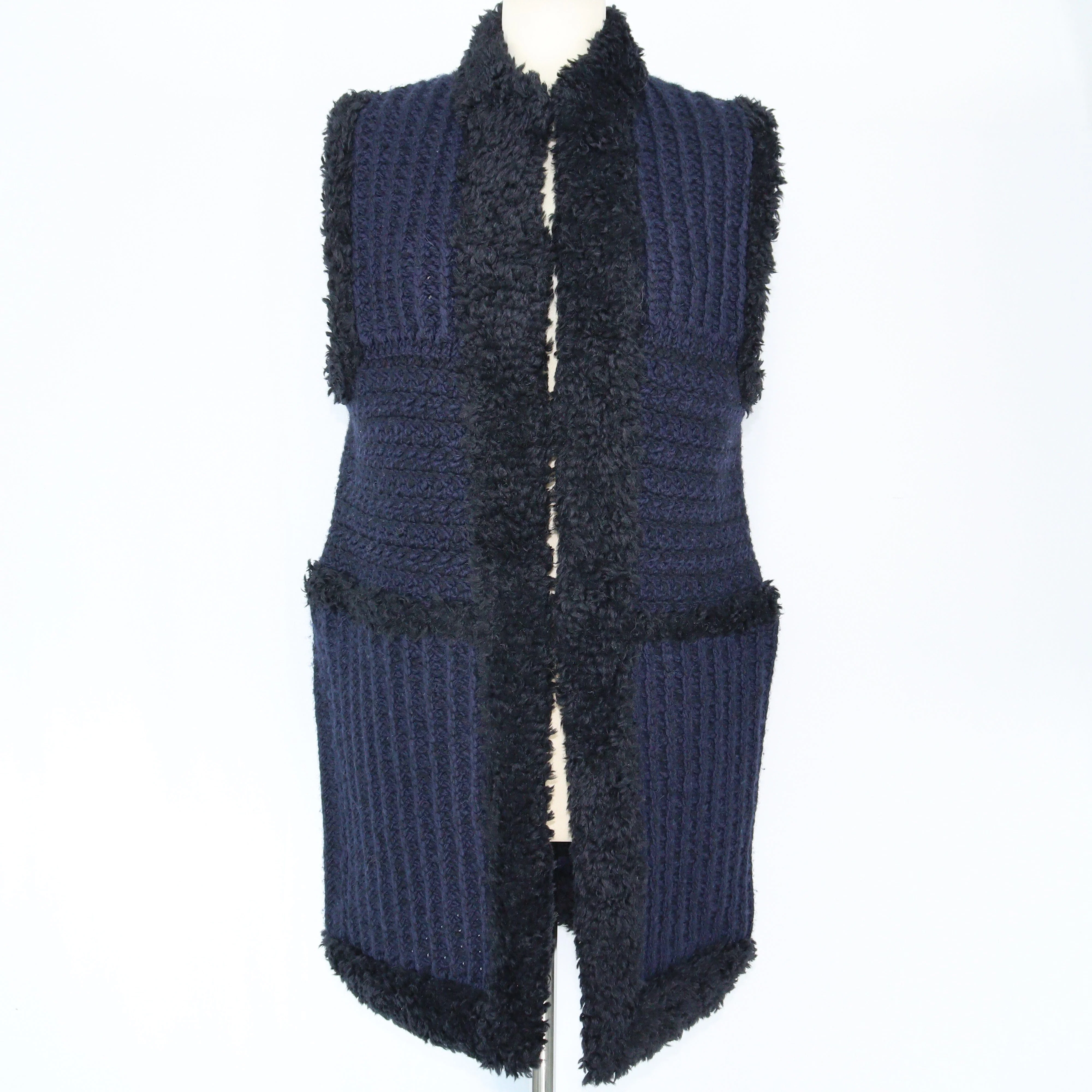 Blue/Black Chunky Knit Vest Jacket Clothing Dior 