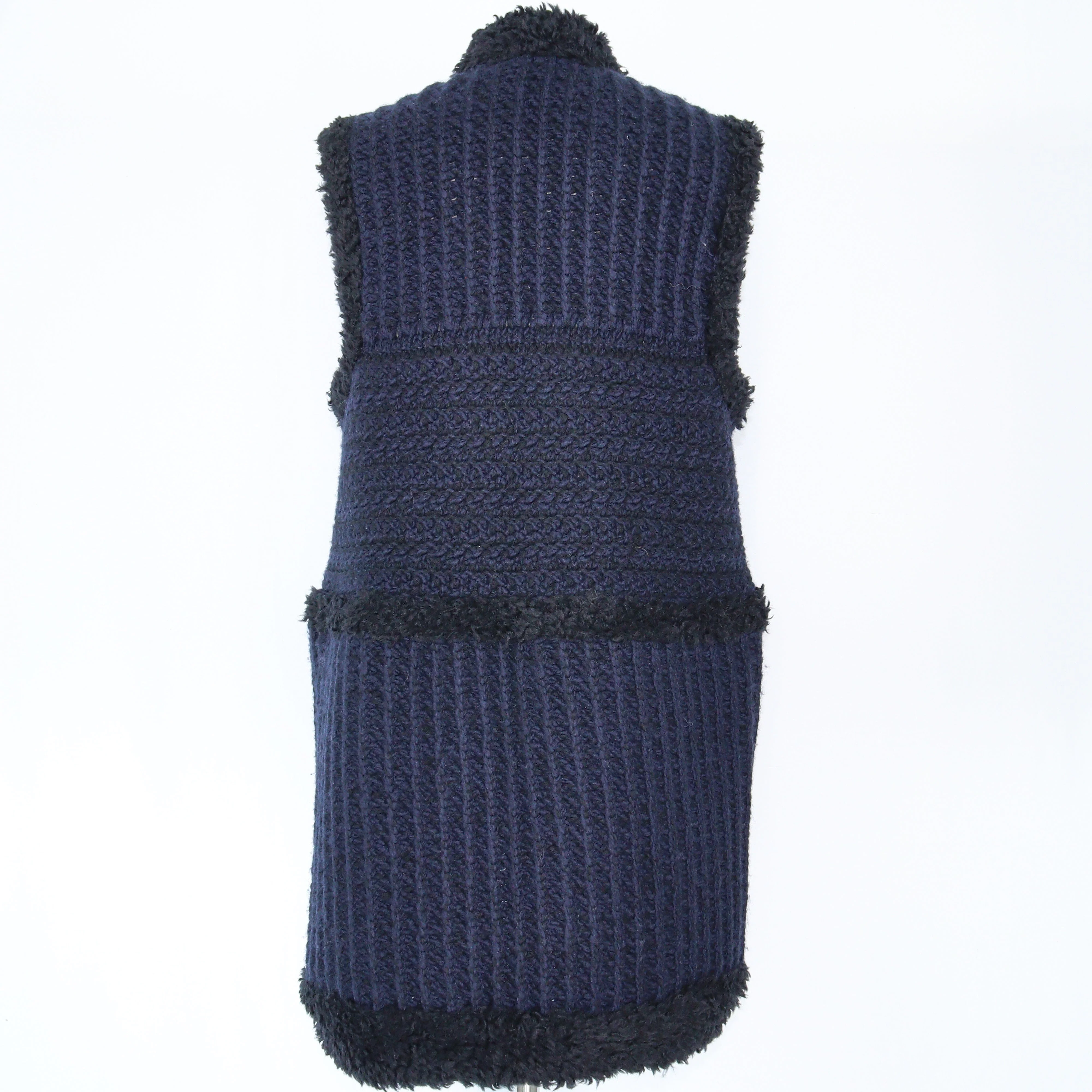 Blue/Black Chunky Knit Vest Jacket Clothing Dior