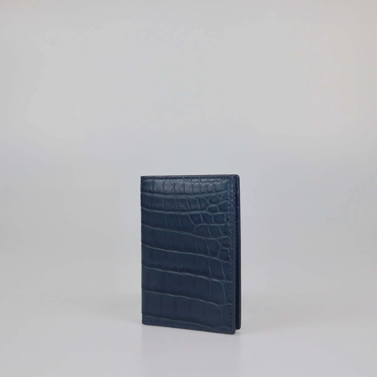 Bottega Veneta Blue Crocodile Vertical Card Case