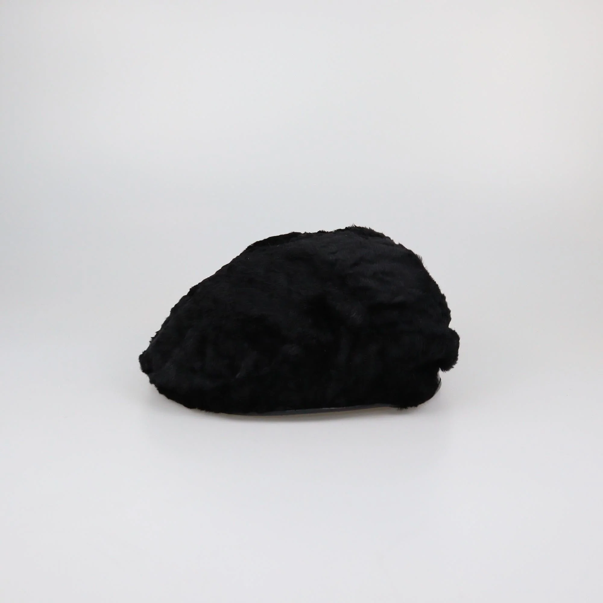 Burberry Black Fur Newsboy Cap Womens Burberry