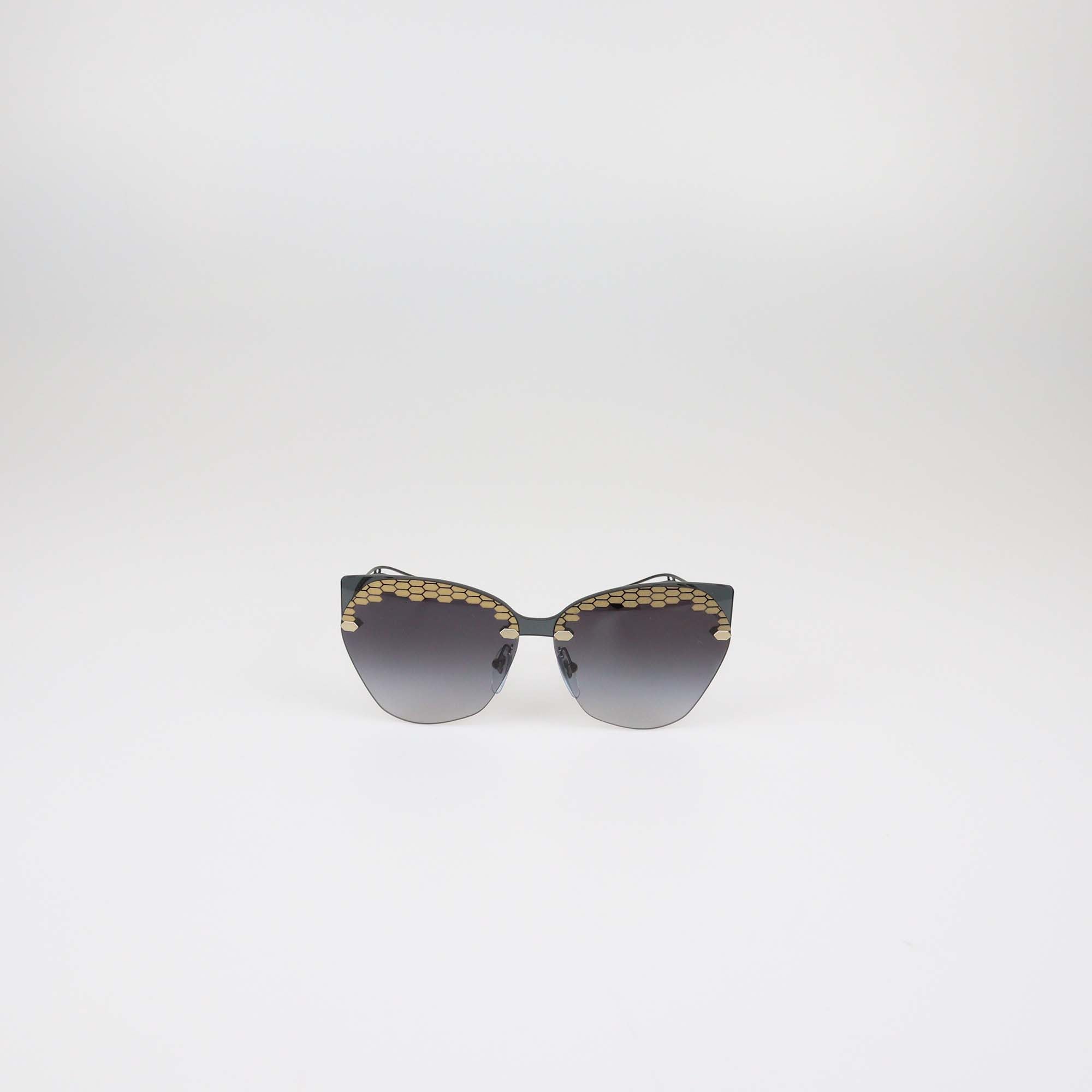 Bvlgari Black/Gold Gradient Irregular Cat Eye Sunglasses