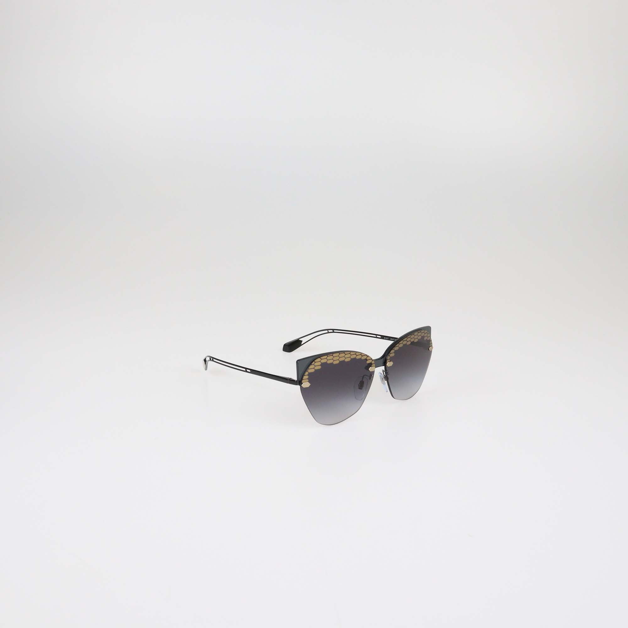Bvlgari Black/Gold Gradient Irregular Cat Eye Sunglasses