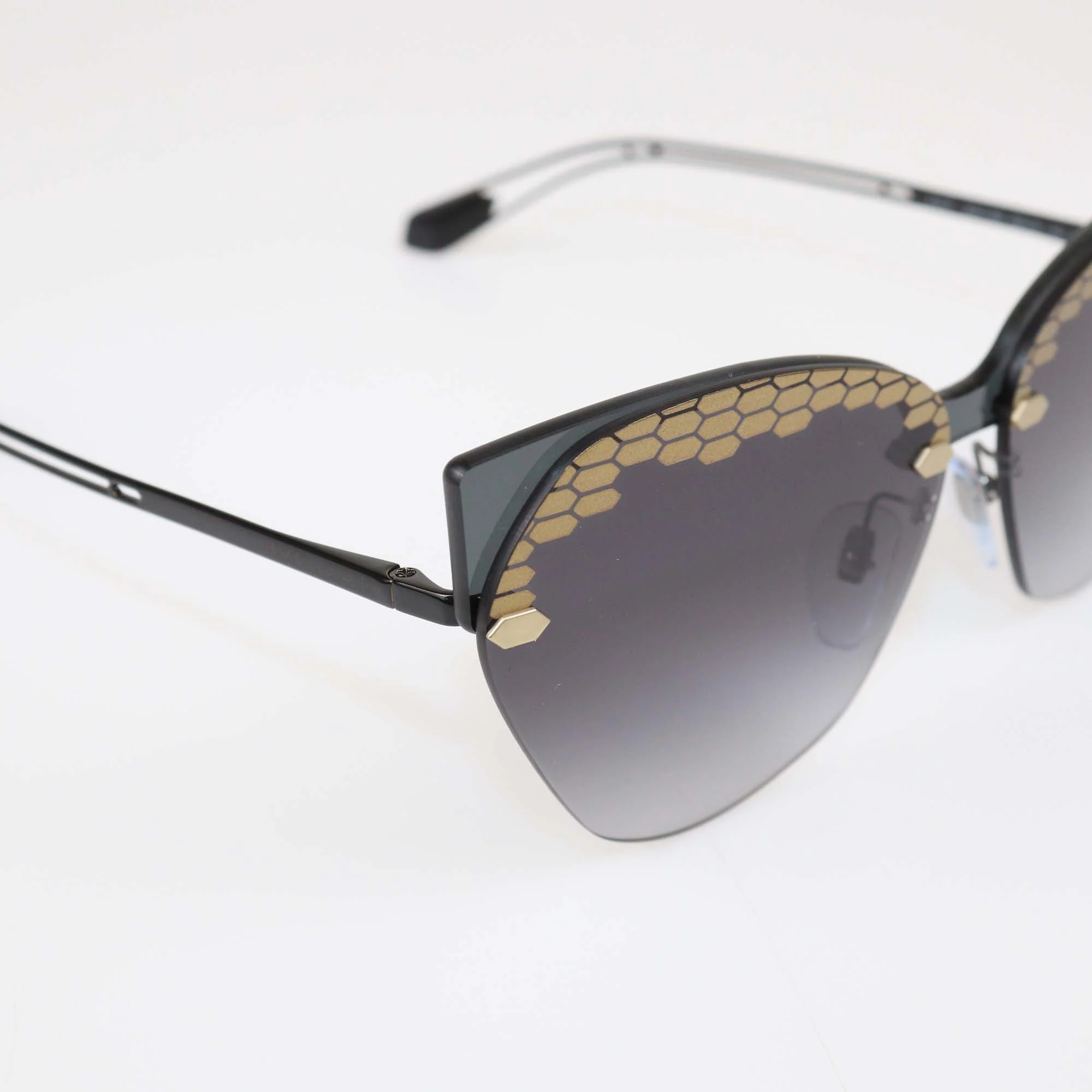 Bvlgari Black/Gold Gradient Irregular Cat Eye Sunglasses