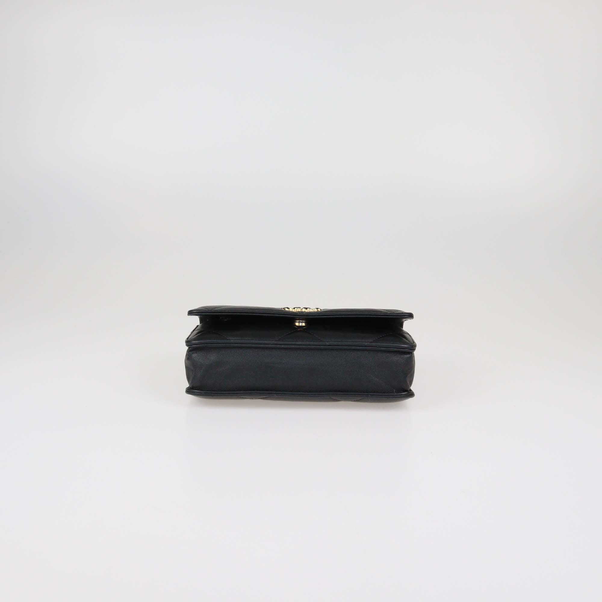 Chanel Black Quilted Leather 19 Wallet on Chain Bag