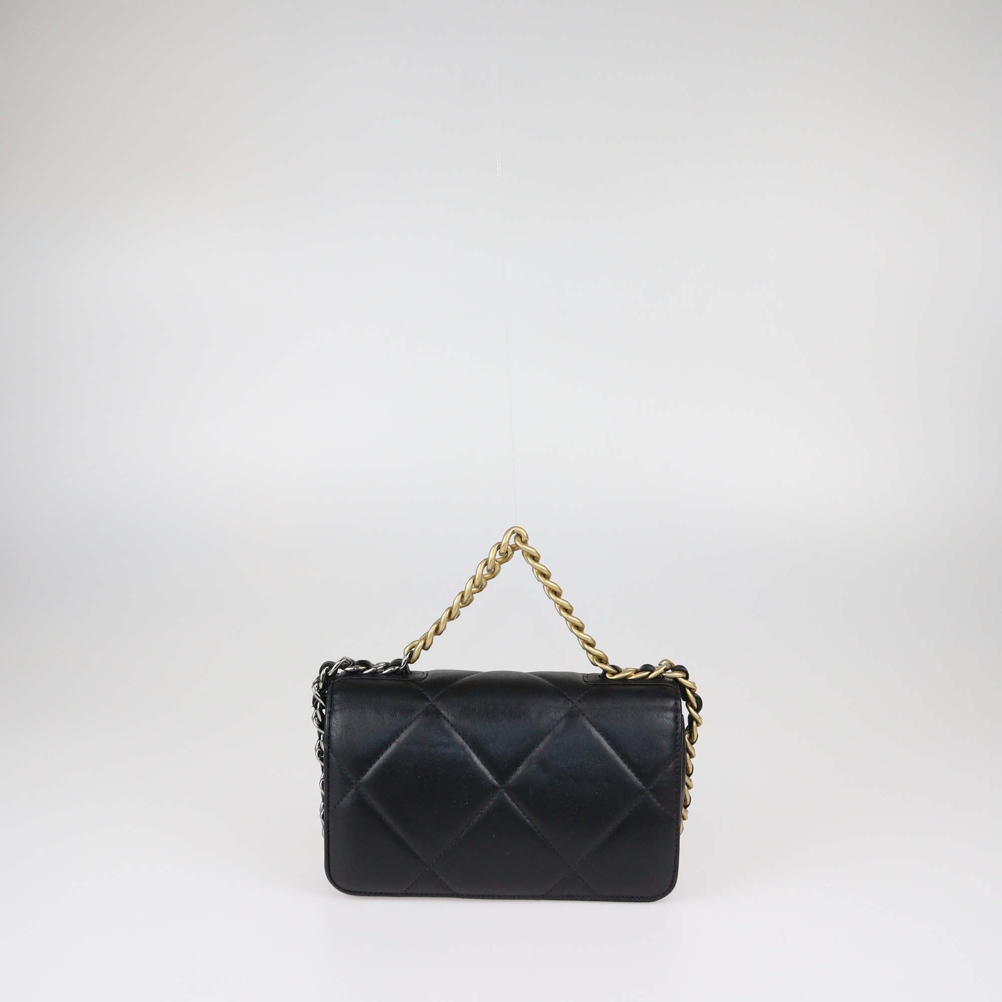 Chanel Black Quilted Leather 19 Wallet on Chain Bag