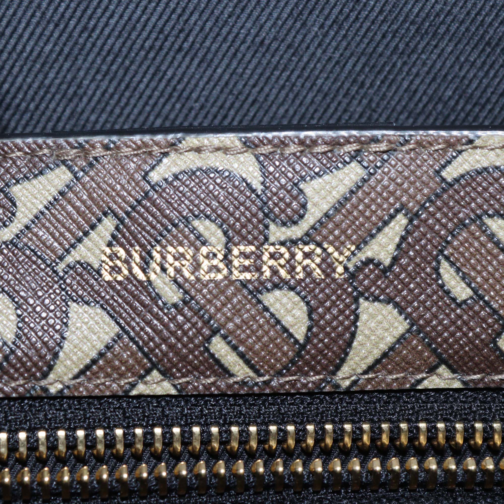 Burberry Briddle Brown Coated Canvas and Leather Medium East West Book Tote