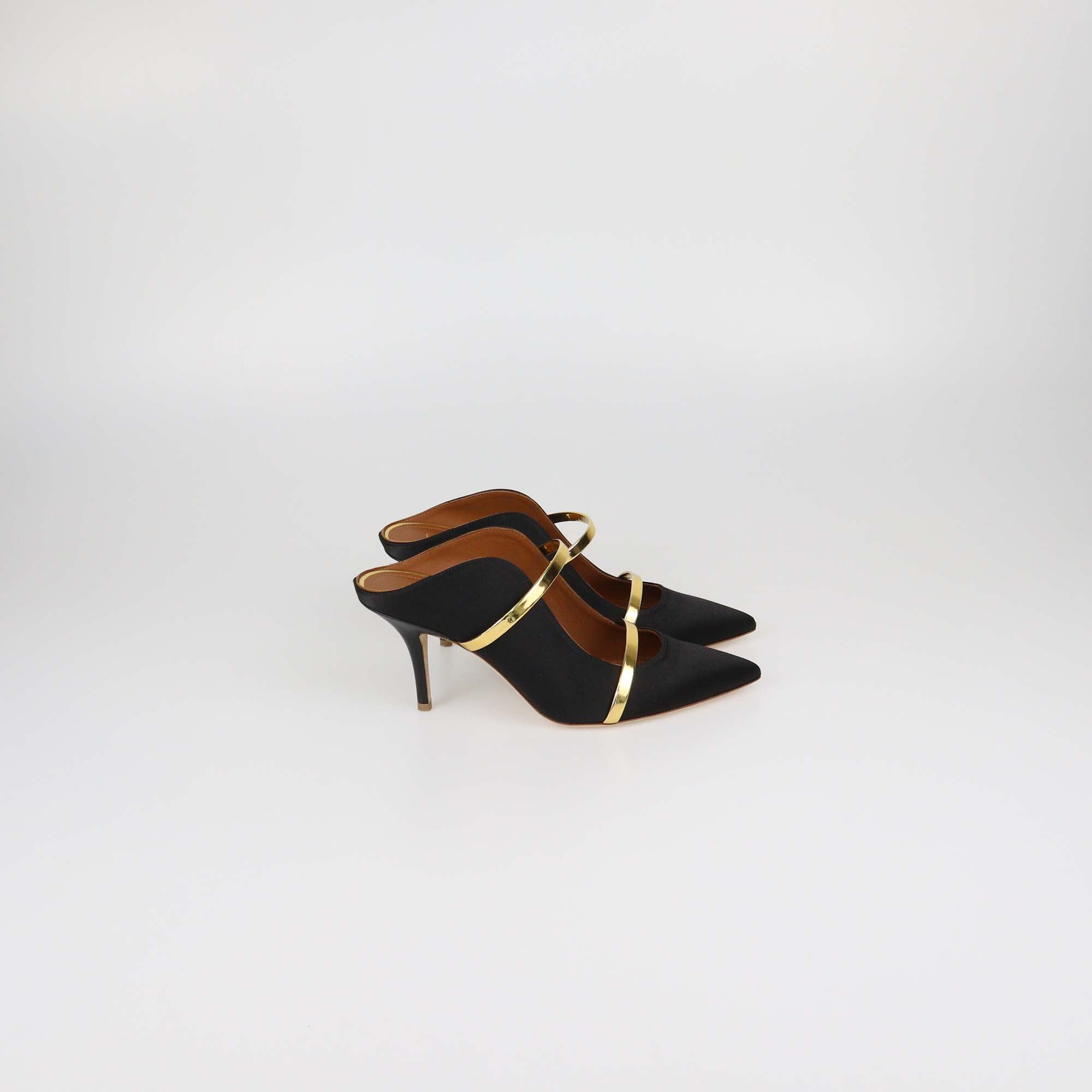 Malone Soulier Black Satin Maureen Mules