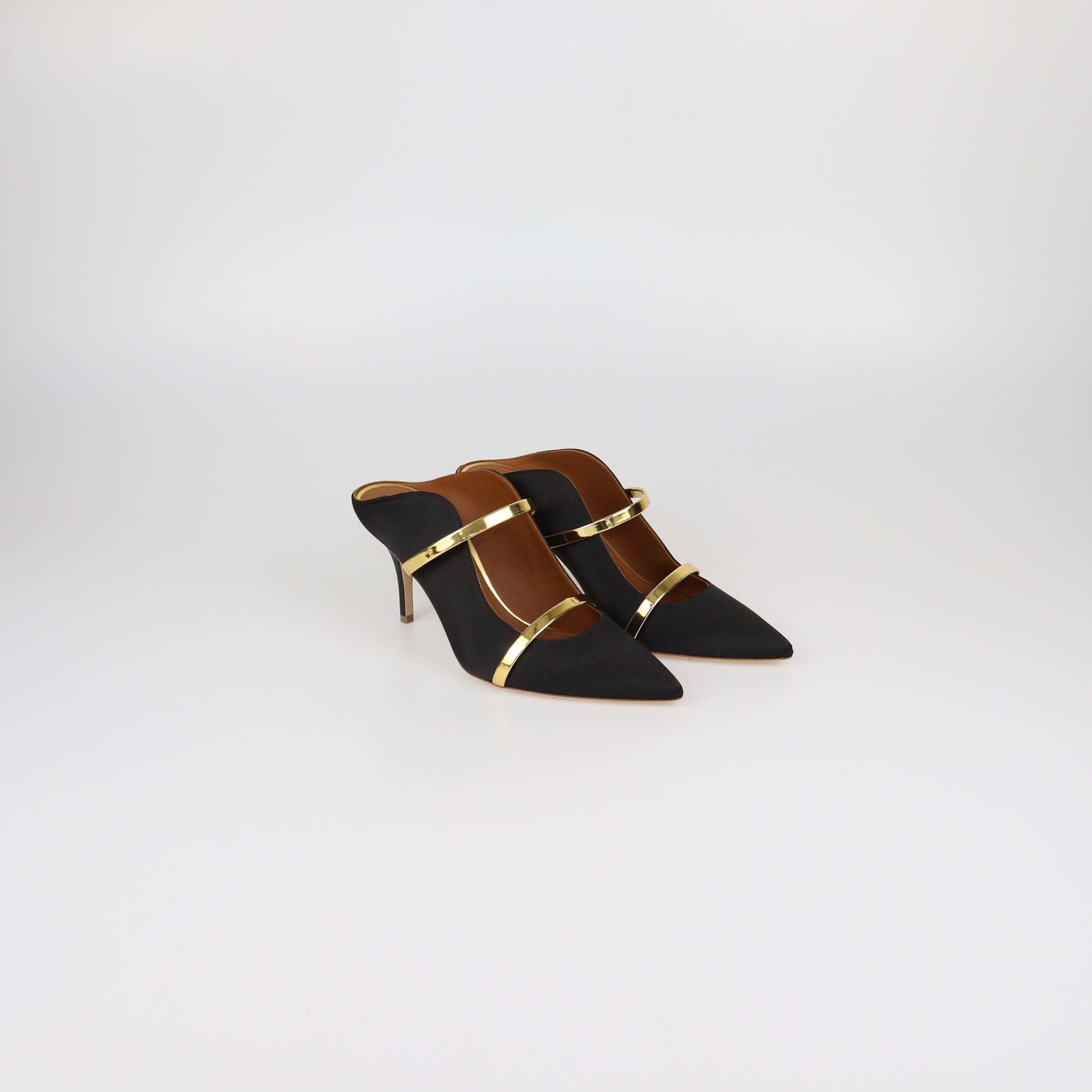 Malone Soulier Black Satin Maureen Mules