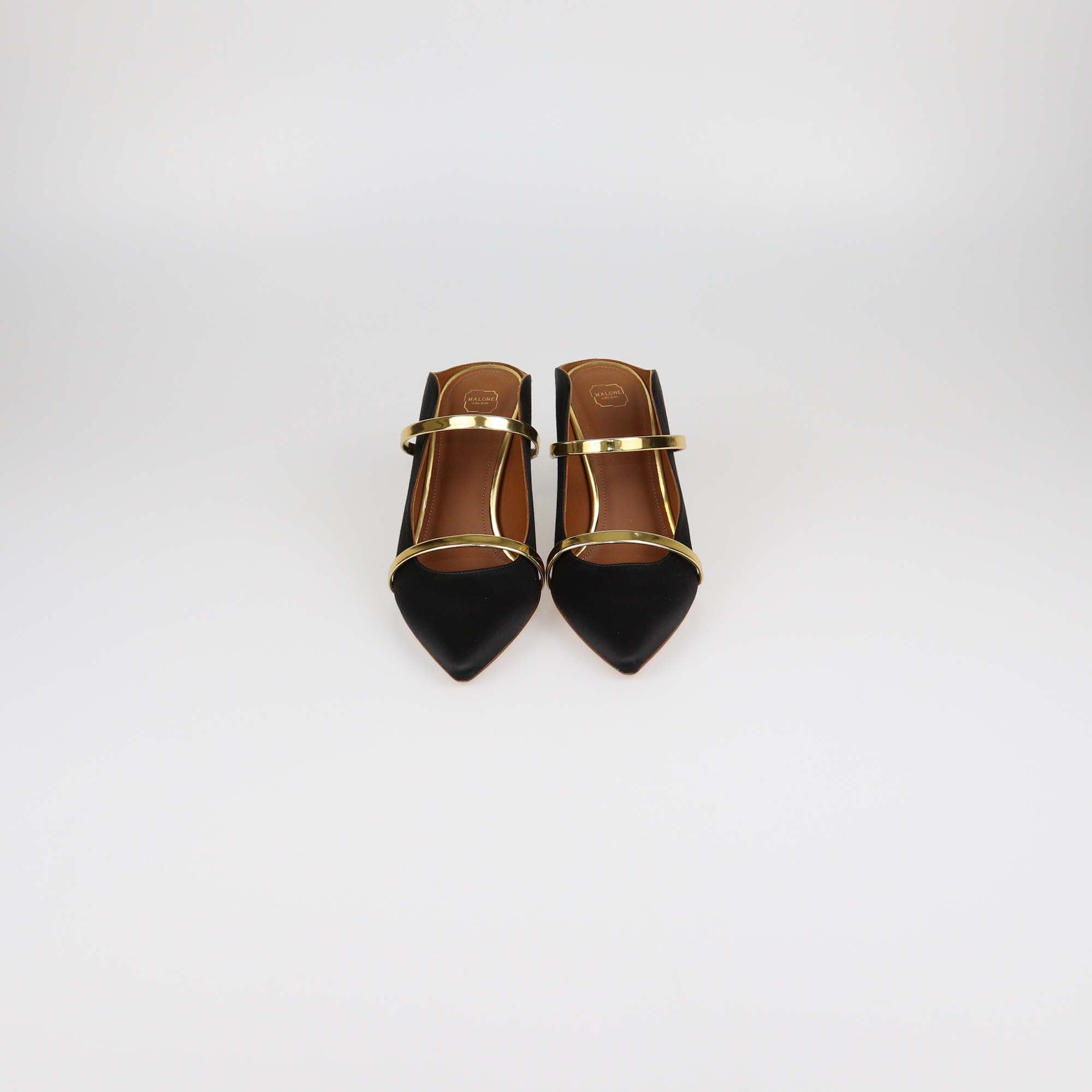 Malone Soulier Black Satin Maureen Mules