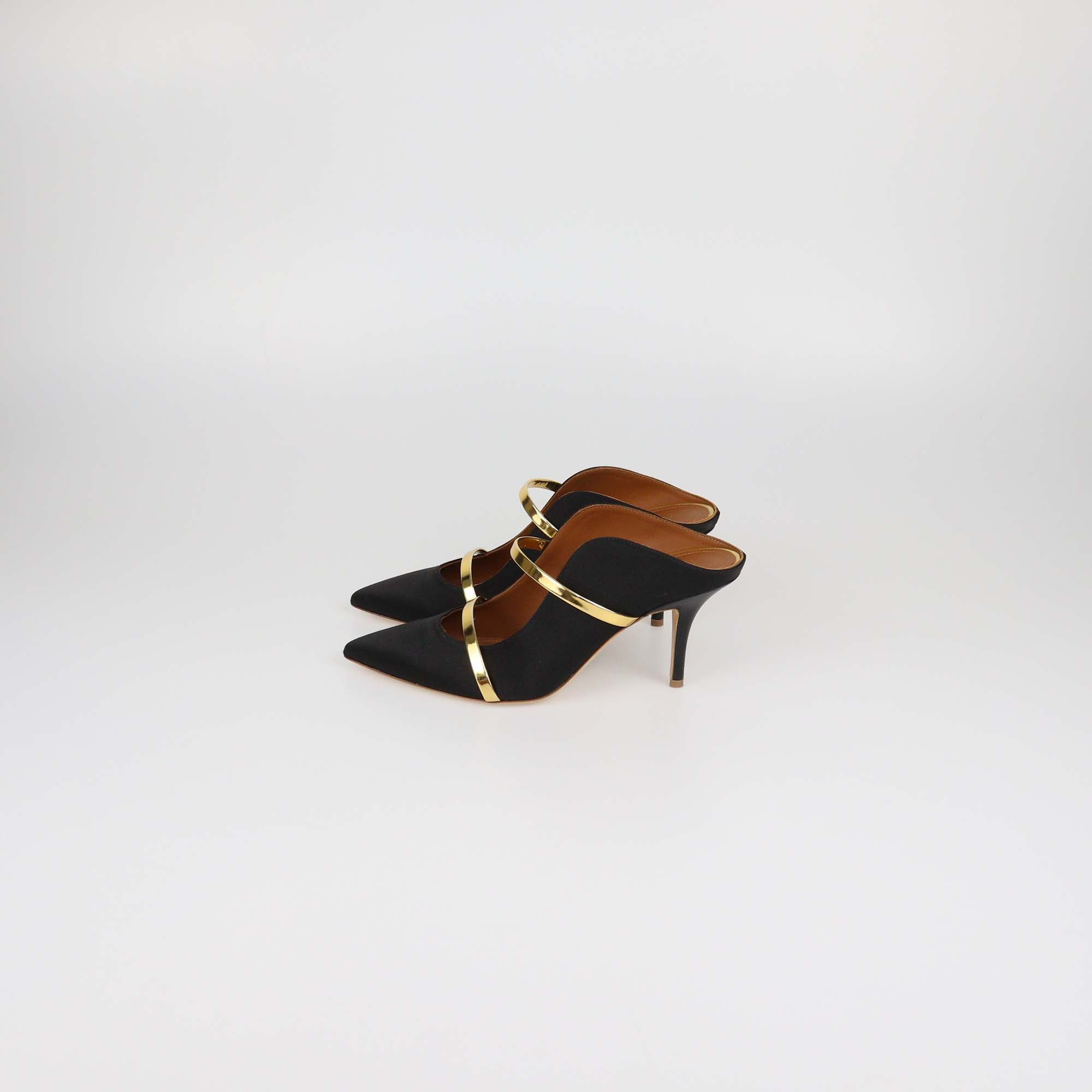 Malone Soulier Black Satin Maureen Mules