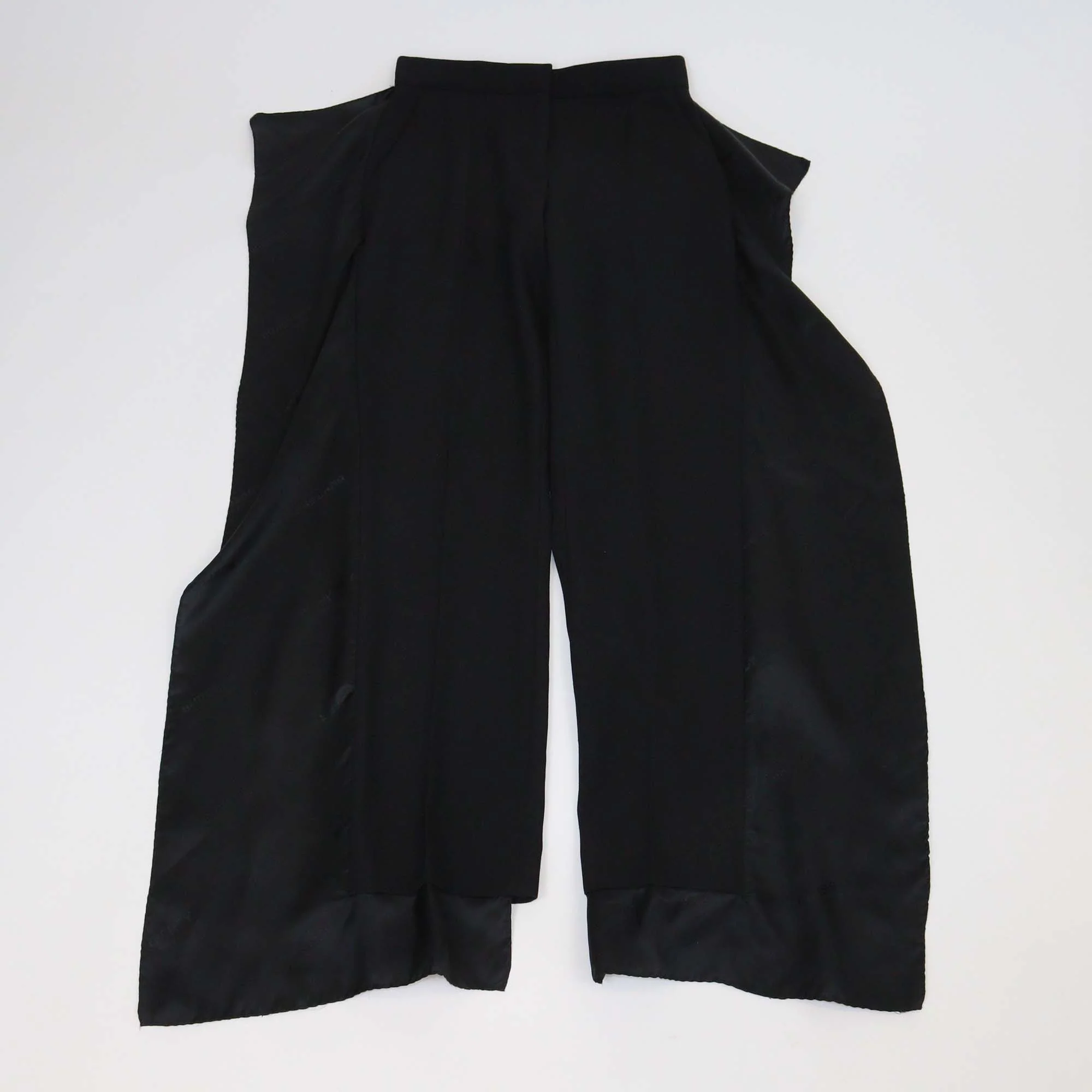 Burberry Black Wool Draped Sheer Side Straight Leg Pants