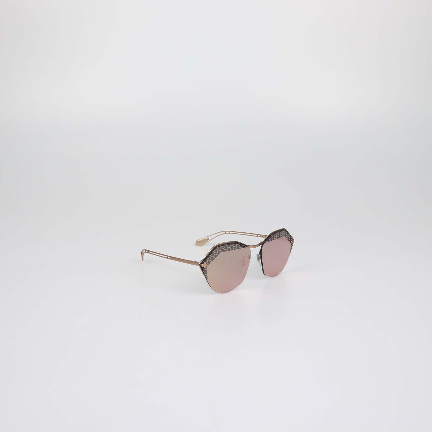 Bvlgari Metallic/Silver Mirrored Rimless Sunglasses
