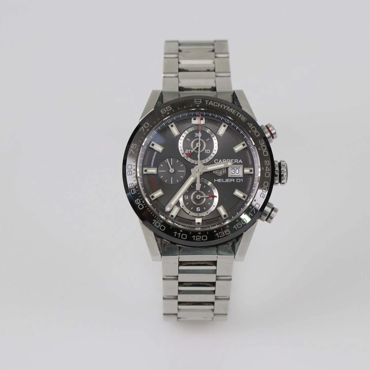 Tag Heuer Grey Dial Stainless Steel Ceramic Carrera Watch 43 mm