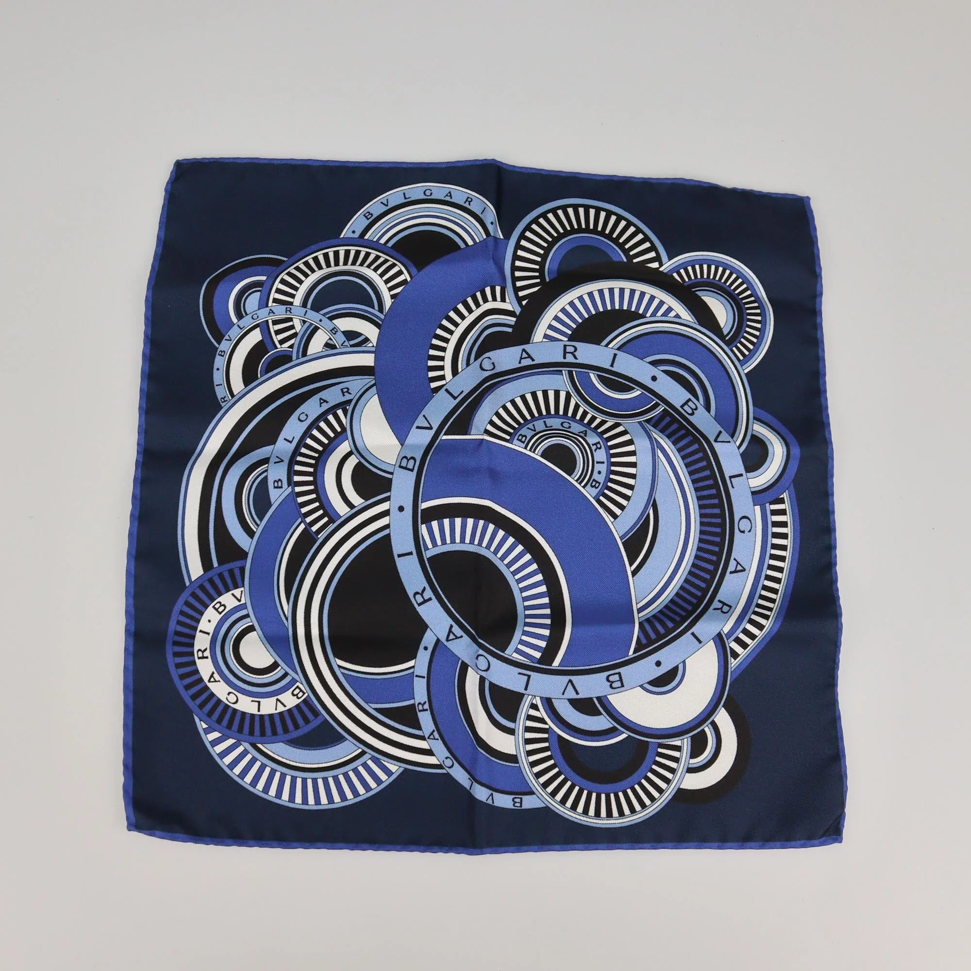 Bvlgari Navy Blue Printed Square Scarf Womens Bvlgari 