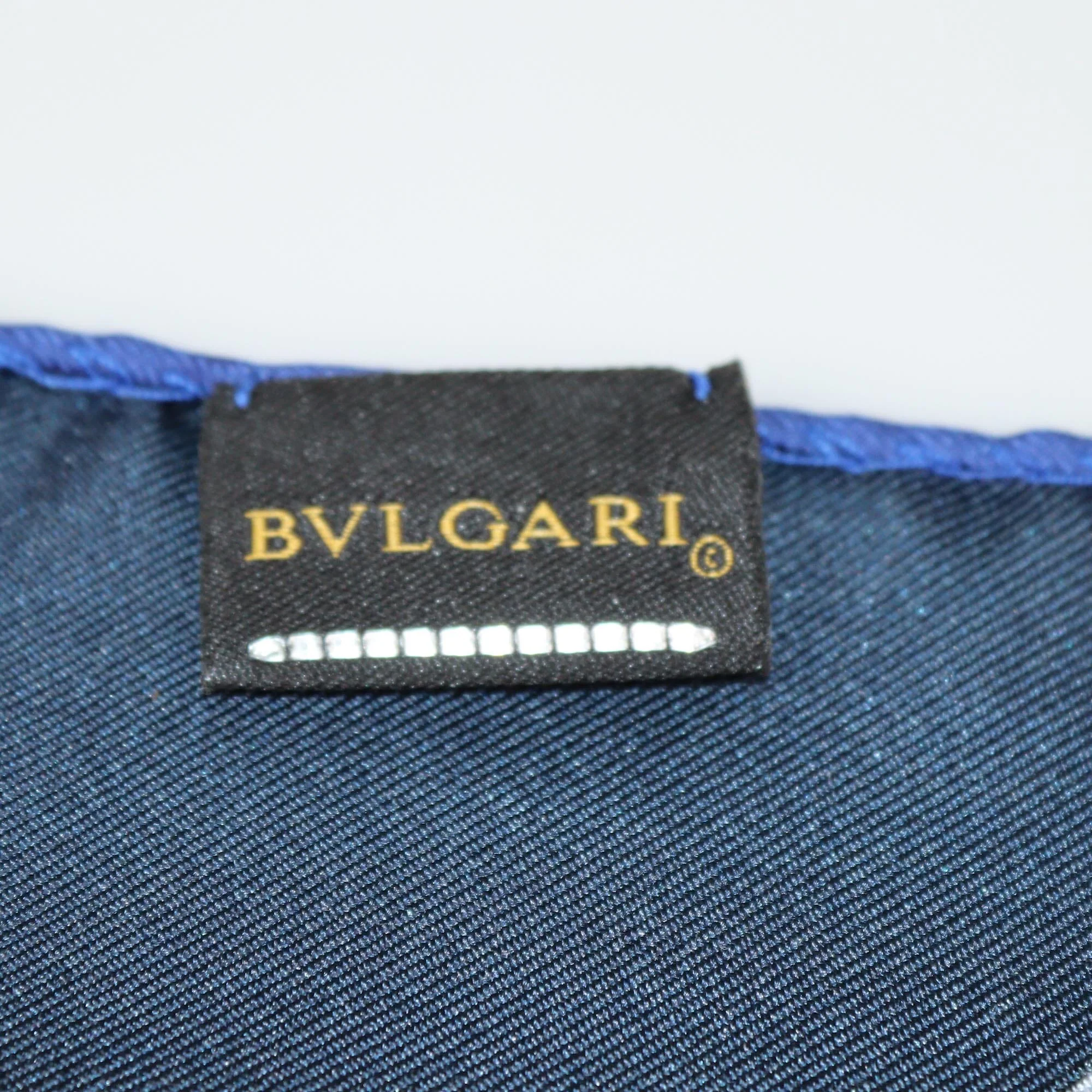 Bvlgari Navy Blue Printed Square Scarf Womens Bvlgari 